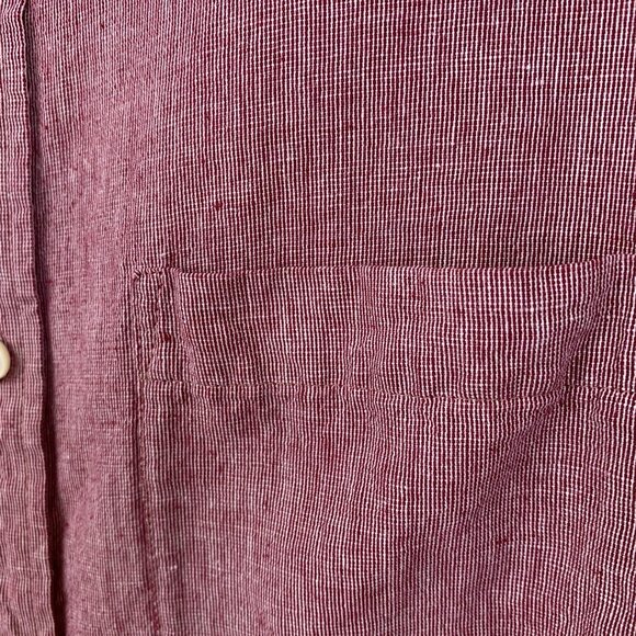 Banana Republic Linen Blend Slim Fit Shirt Mens Large Long Sleeve Button Up Red - Picture 5 of 9